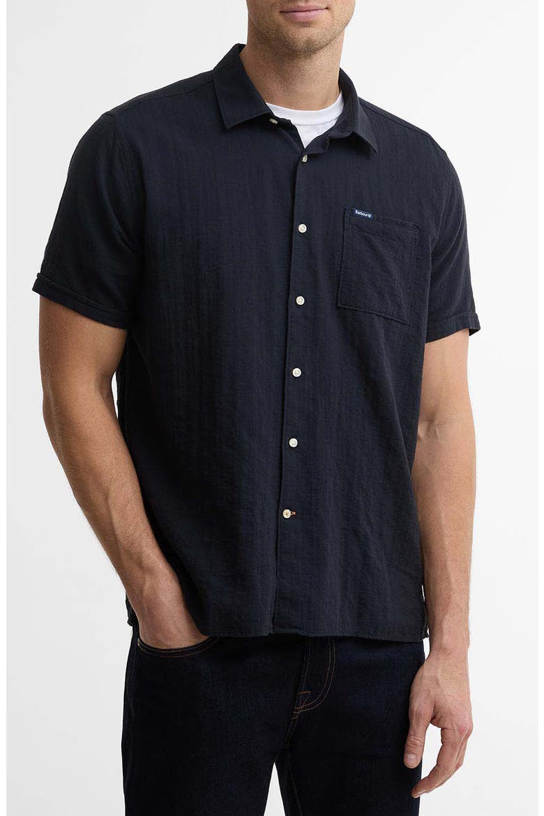 Kingswood Short Sleeve Cotton Ripstop Button-Up Shirt, Main, color, DARK NAVY