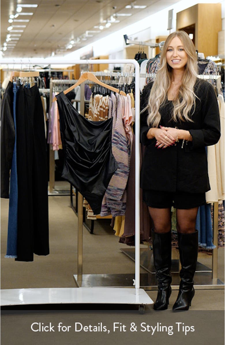 Faux Leather Pleated One-Shoulder Bodysuit, sales video thumbnail