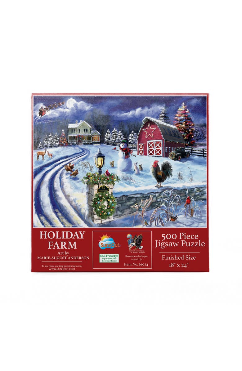 Sunsout Holiday Farm Road 500 piece Jigsaw Puzzle for Adults, Alternate, color, Multicolor