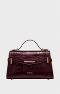Mi Bolsa London Mi Collection - Croc Embossed Leather Top Handle Bag
