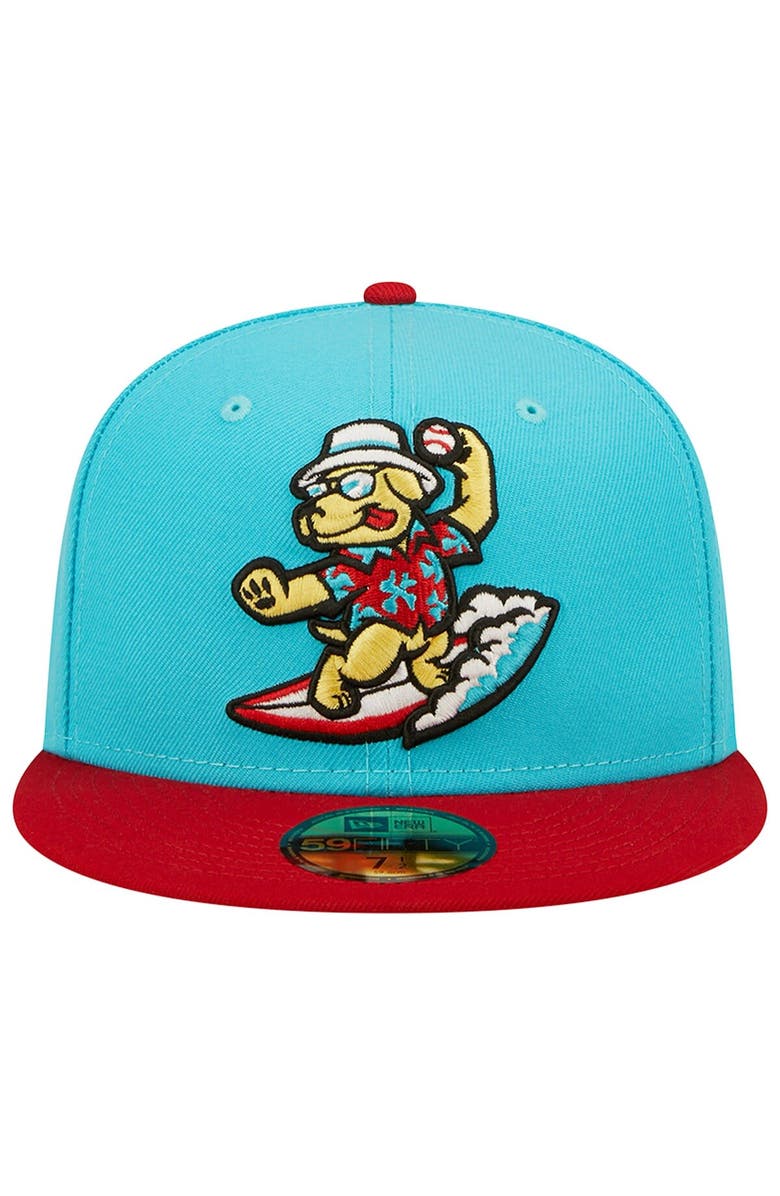 New Era Men's New Era Aqua Clearwater Threshers Beach Dogs Theme Night 59FIFTY Fitted Hat, Alternate, color, 