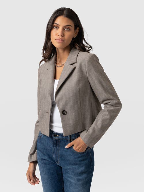 Saint + Sofia Astrid Cropped Blazer In Gray