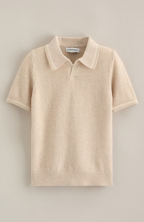 Kids' Texture Polo Sweater