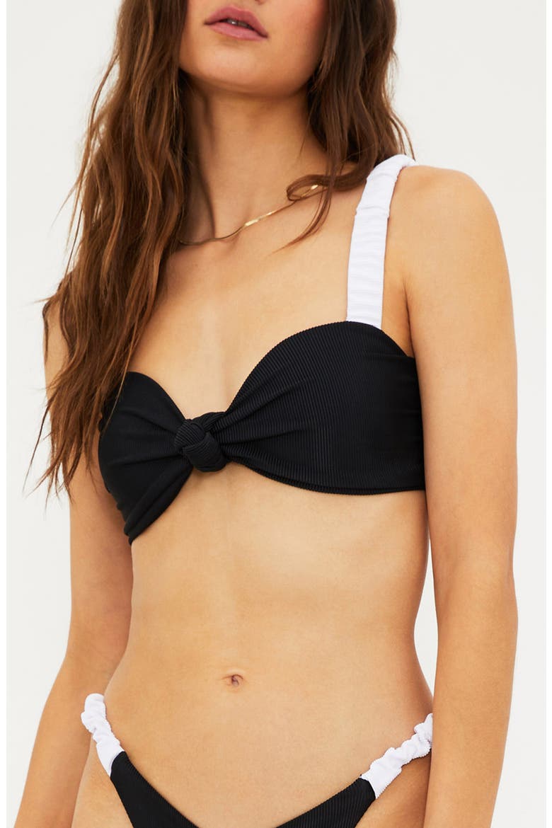 Sariah Knot Bikini Top, Main, color, BLACK/ WHITE