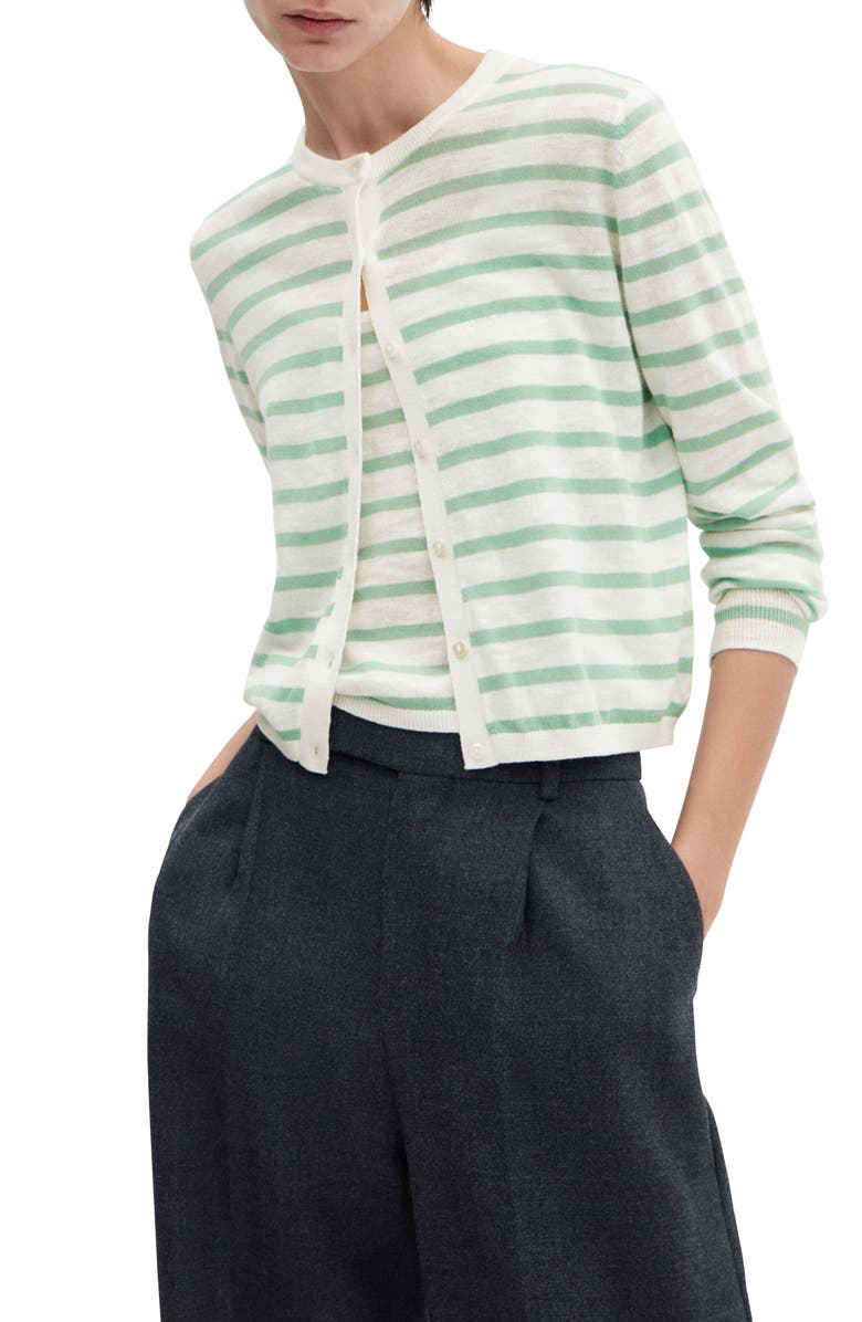 MANGO Stripe Cotton Cardigan, Main, color, 