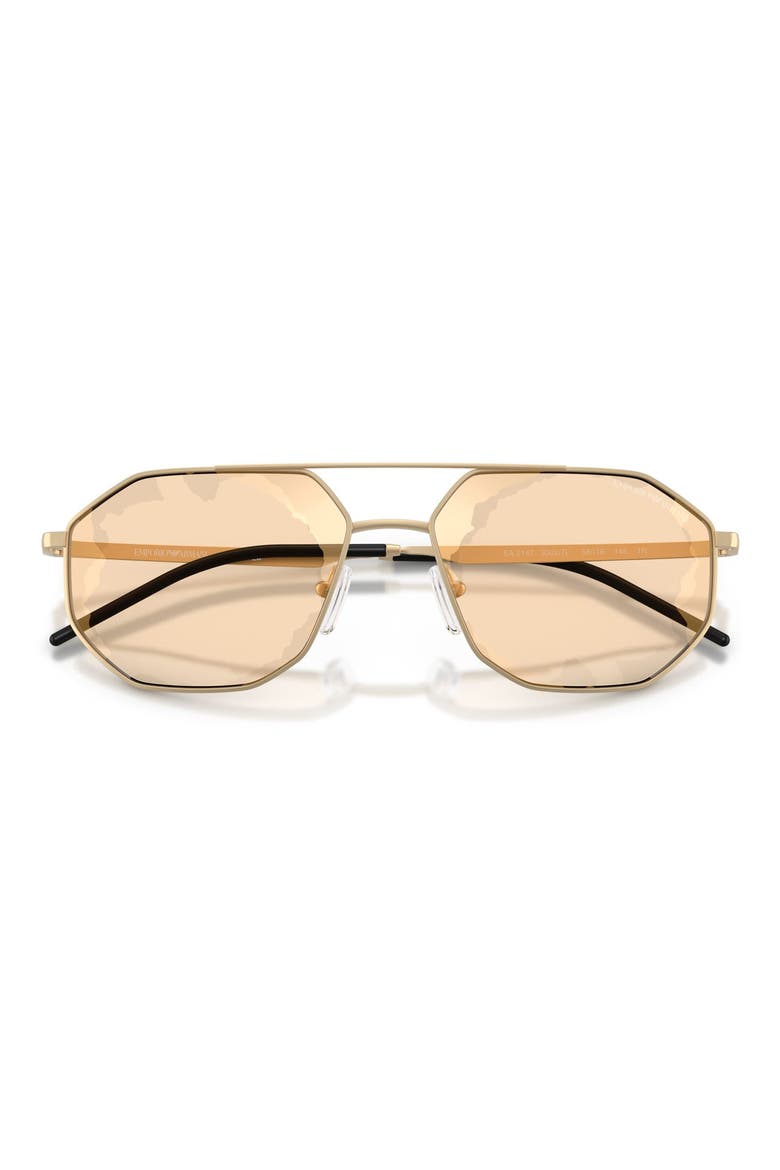 58mm Aviator Sunglasses, Alternate, color, MATTE PALE GOLD / BROWN GOLD