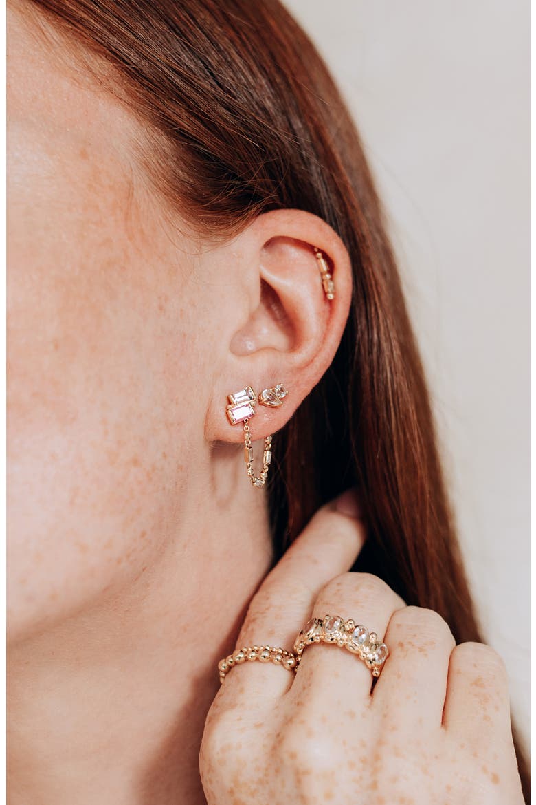 Cléo Deux Carré Stud Earrings, Alternate, color, PINK