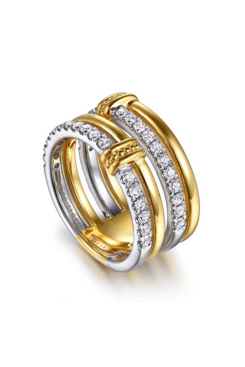 14k Gold Diamond Stack Ring, Alternate, color, 14K YELLOW/ WHITE GOLD