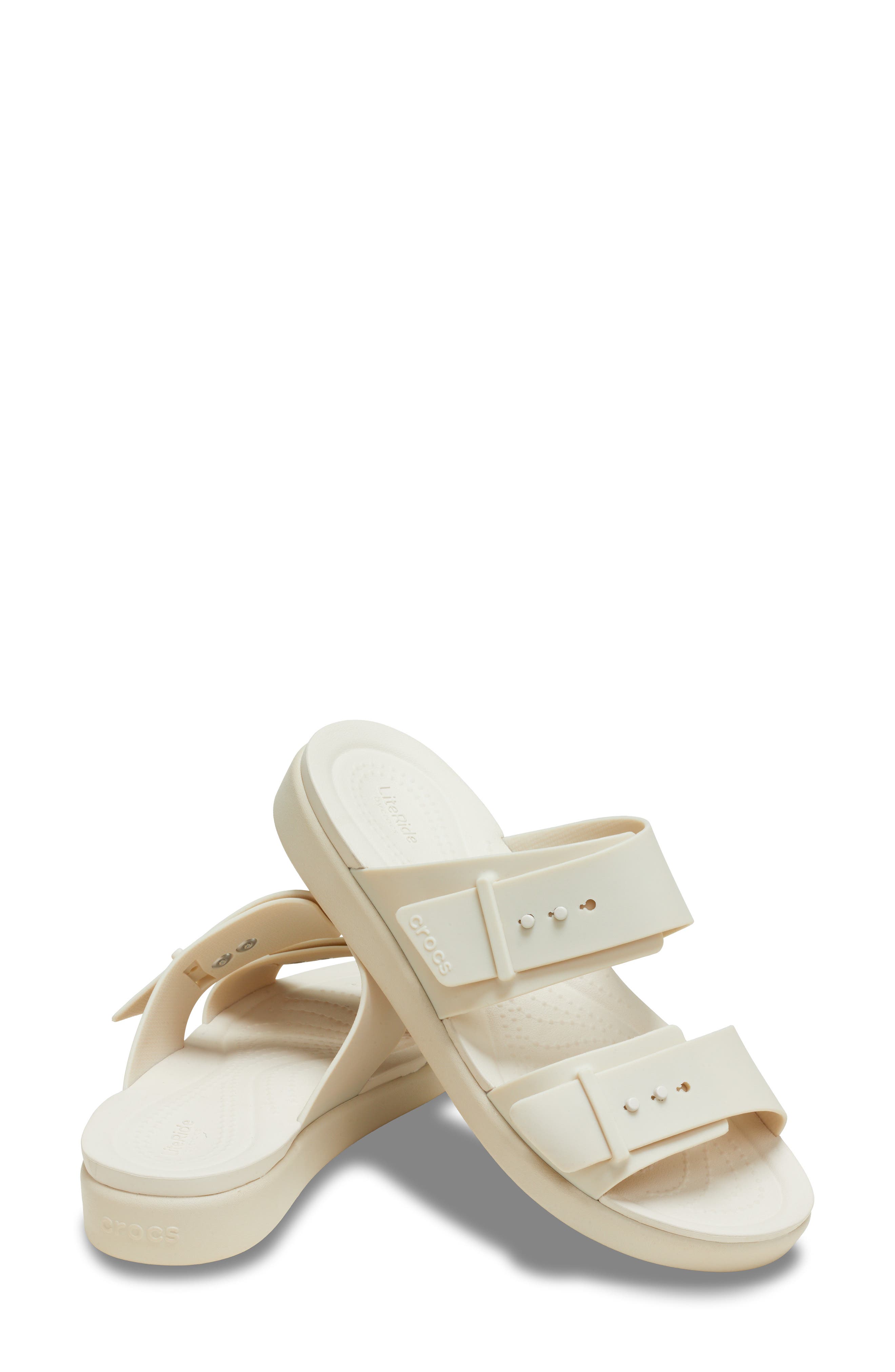 CROCS Brooklyn Wedge Slide Sandal, Alternate, color, Sandstone