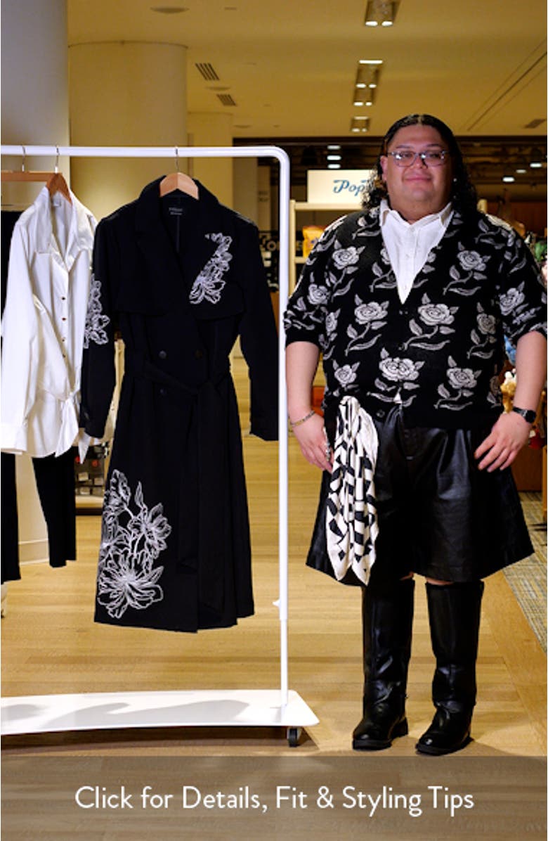 Monet Embroidered Double Breasted Trench Coat, sales video thumbnail