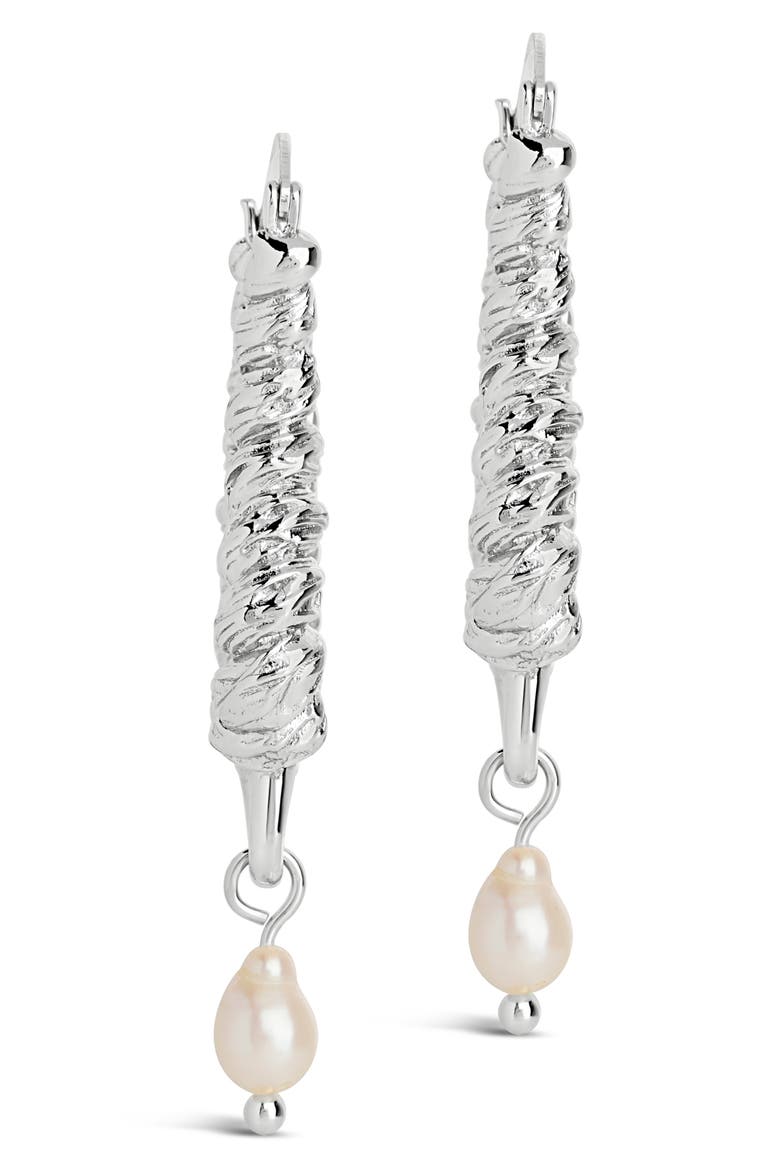 Sylvie Freshwater Pearl Hoop Earrings, Alternate, color, SILVER