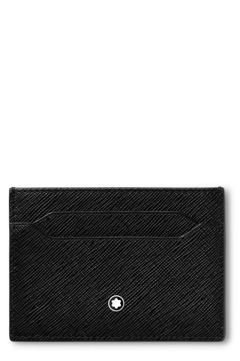 Sartorial Leather Card Holder, Main, color, BLACK