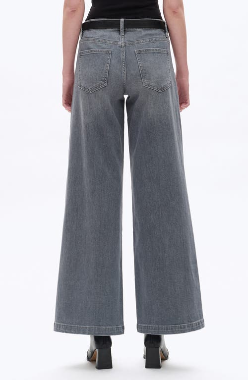 Bayeas Slant Pocket Mid Rise Wide Leg Jeans In Gray