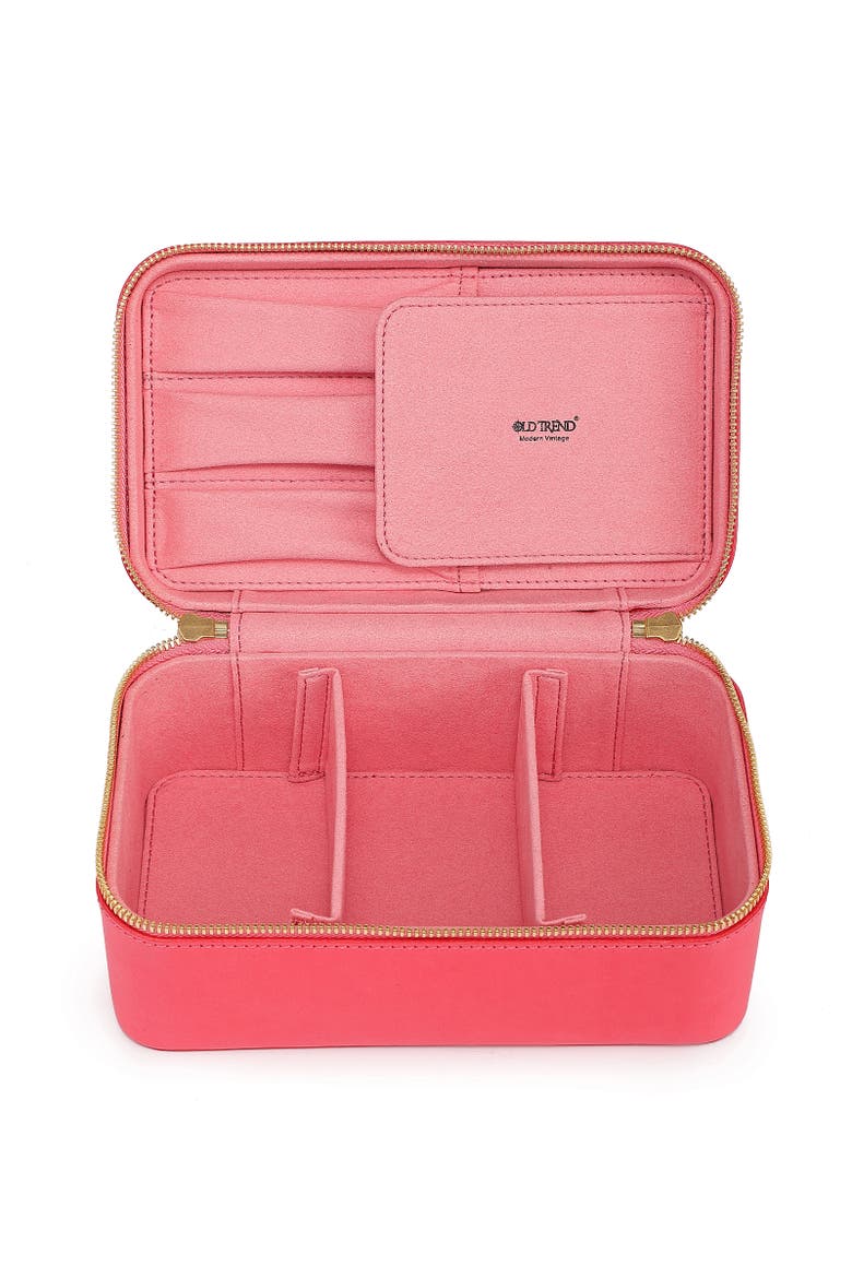 Clivia Genuine Leather Travel Beauty Box, Alternate, color, Pink