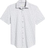Bugatchi Miles OoohCotton® Leaf Print Short Sleeve Button-Up Shirt