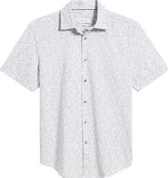 Bugatchi Miles OoohCotton® Leaf Print Short Sleeve Button-Up Shirt