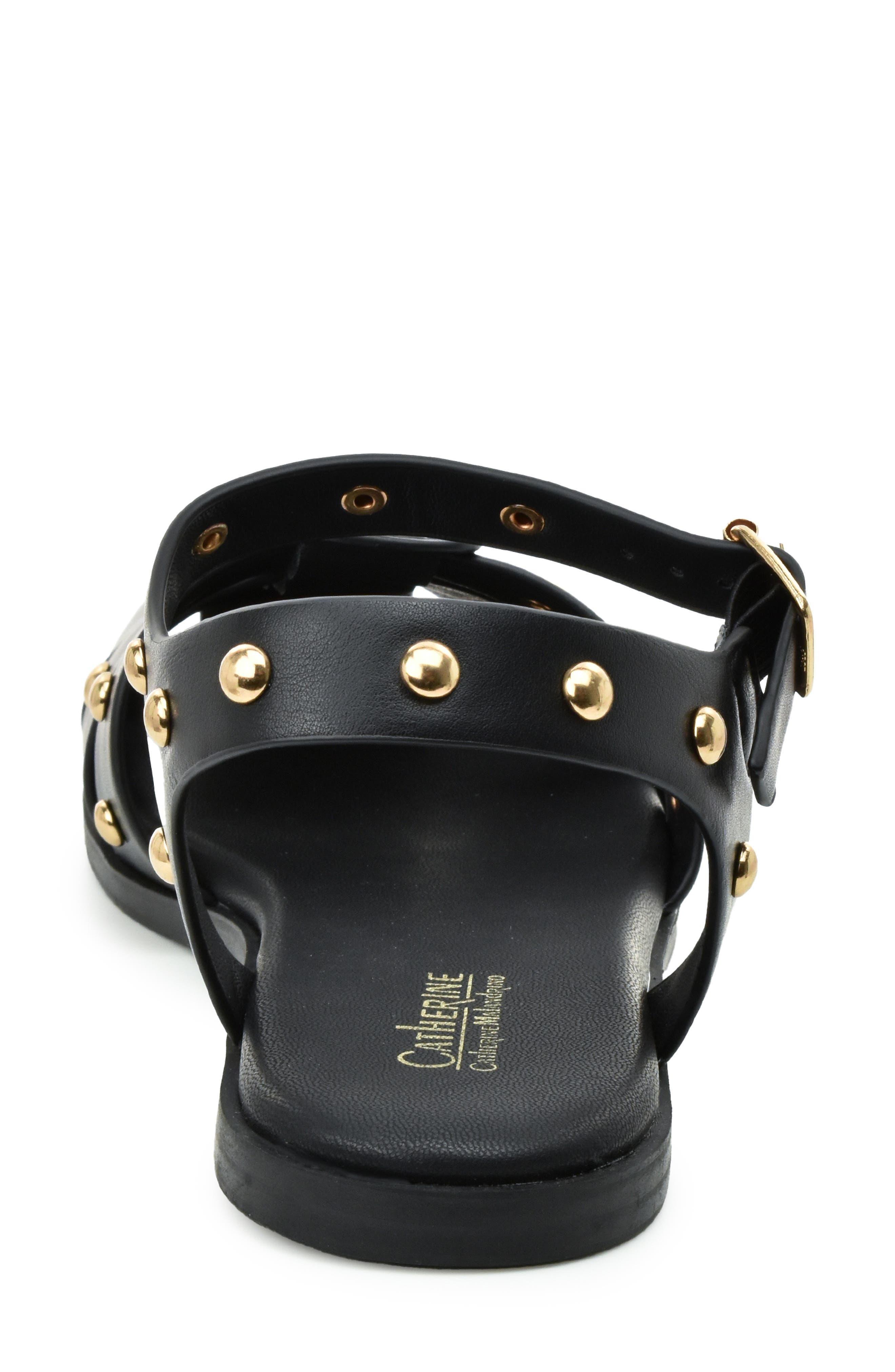 Catherine Catherine Malandrino Studded Fisherman Sandal, Alternate, color, Black