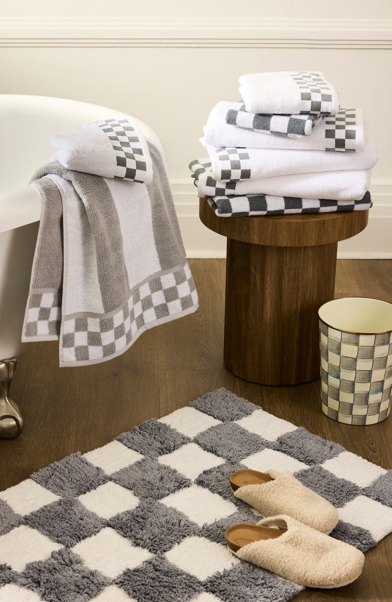 MACKENZIE CHILDS Checkerboard Grey Bath Rug, Alternate, color, Grey