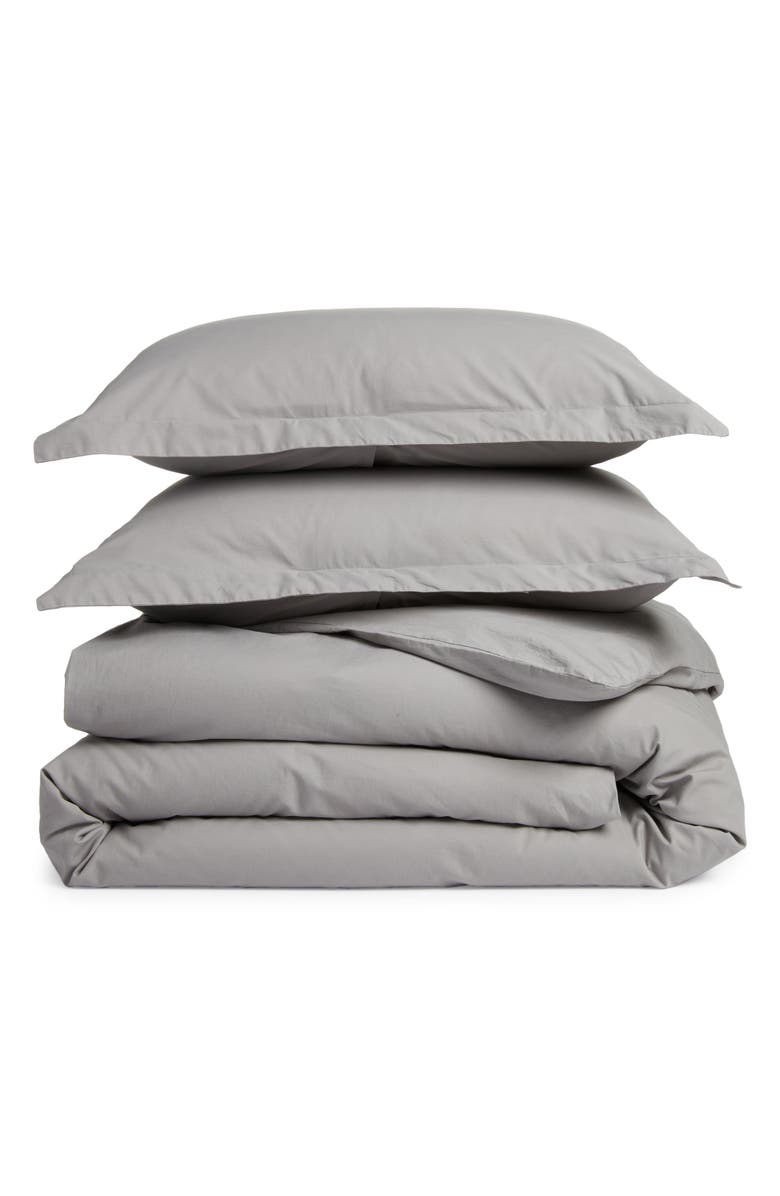 Nordstrom Organic Cotton Percale Duvet & Shams Set, Main, color, Grey Griffin