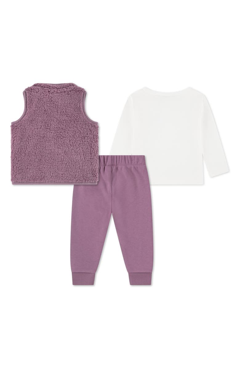 Nike Fleece Vest, Graphic T-Shirt & Joggers Set, Alternate, color, Plum Dust