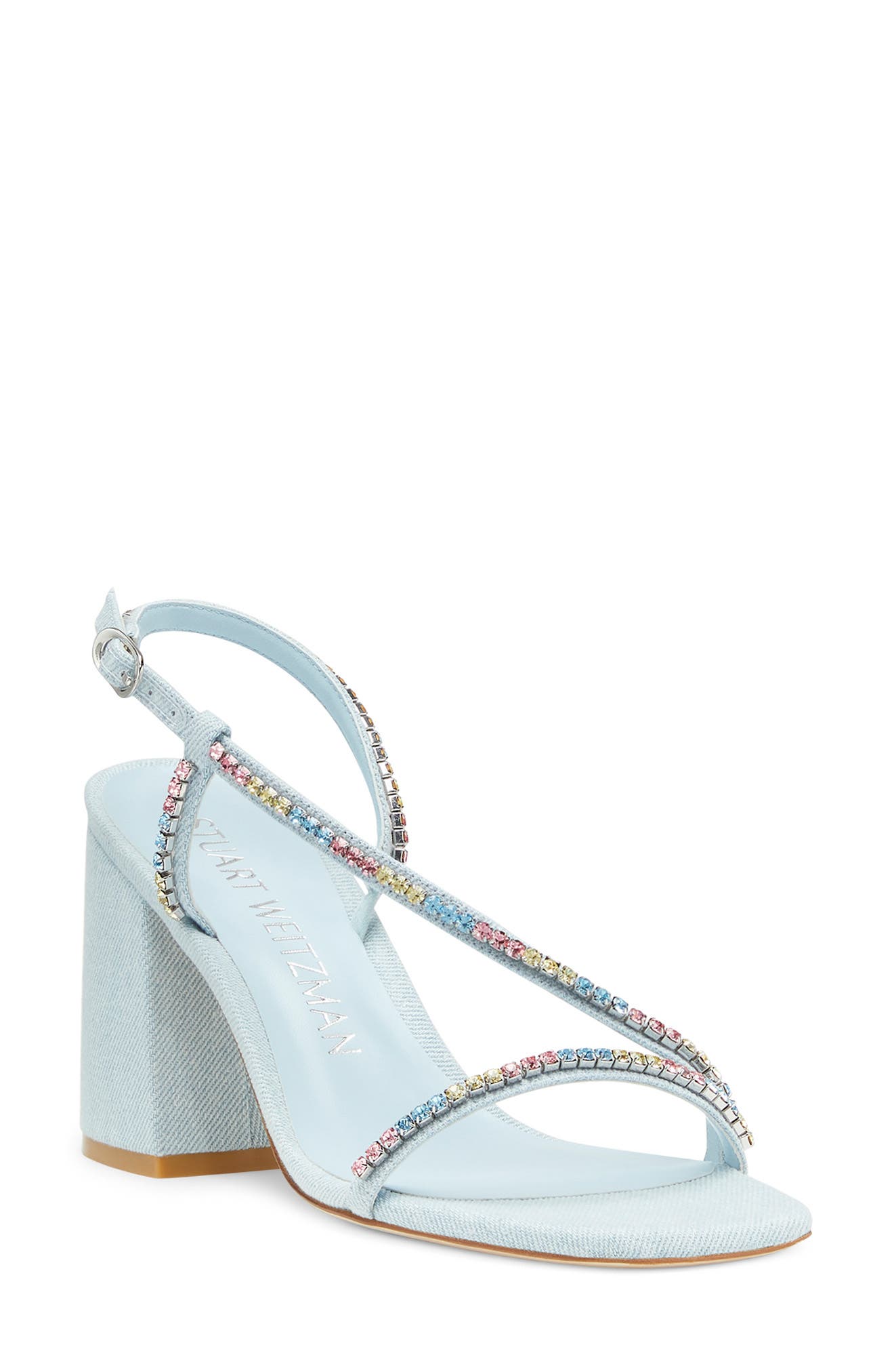 Soiree Crystal 85 Block Sandal, Main, color, LIGHT BLUE/ MULTI