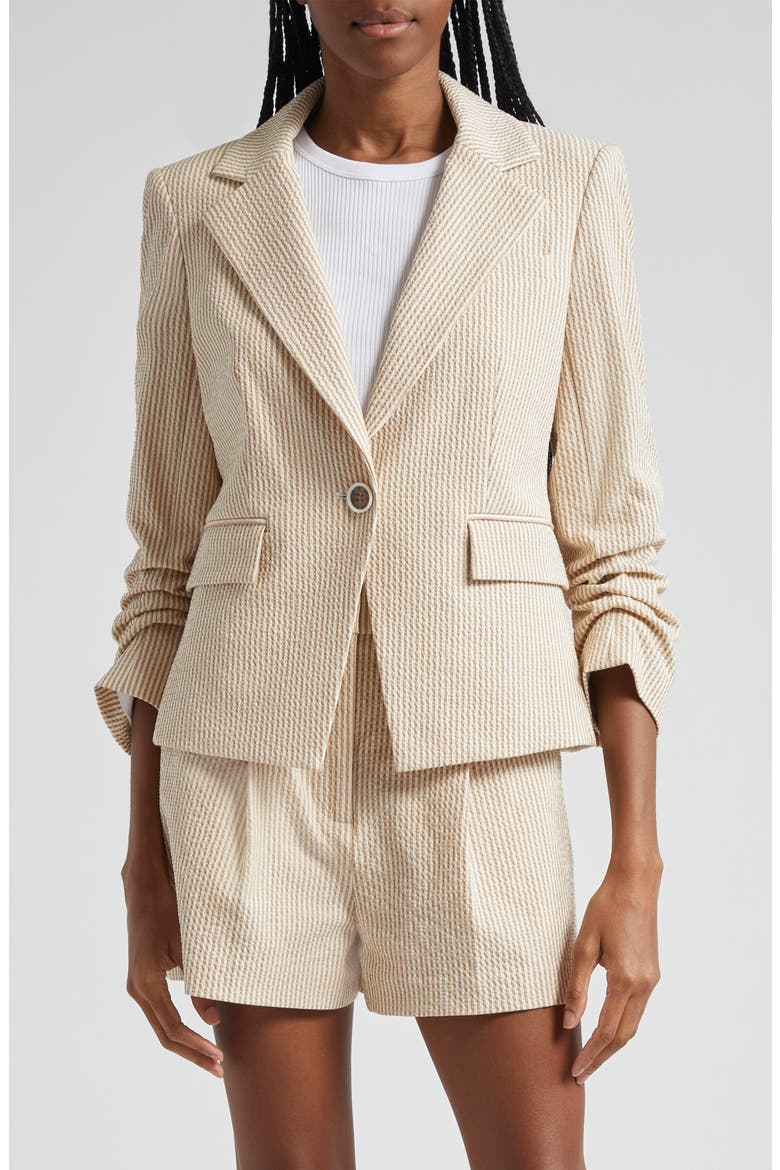 Aaliyah Seersucker Dickey Jacket, Main, color, KHAKI/ WHITE