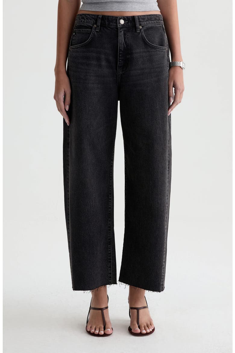 Hattie Raw Hem High Waist Crop Barrel Jeans, Main, color, SHIBUYA