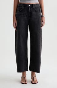AG Hattie Raw Hem High Waist Crop Barrel Jeans
