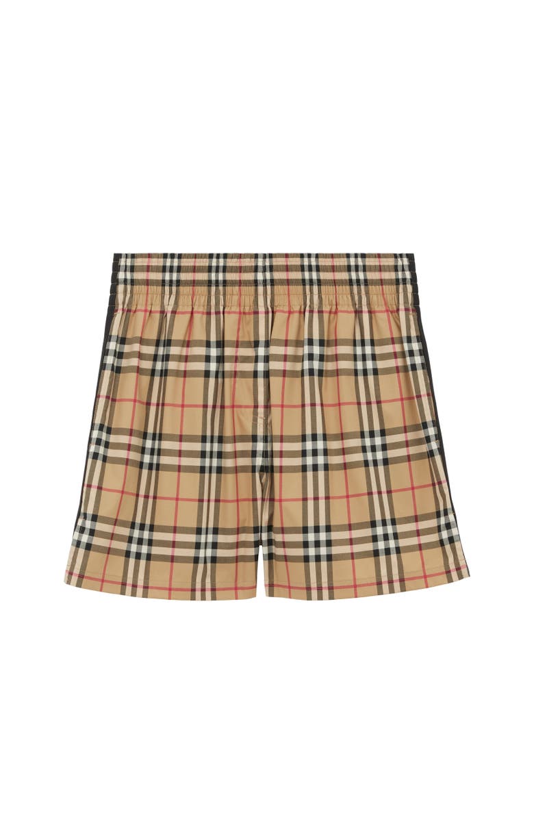 Burberry Check Cotton Shorts, Alternate, color, Archive Beige