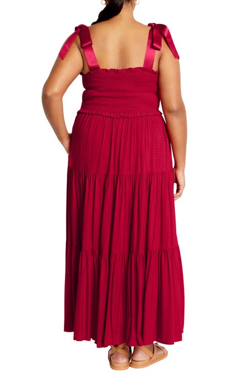 City Chic Cosmopolitan Tie Strap Sundress In Red