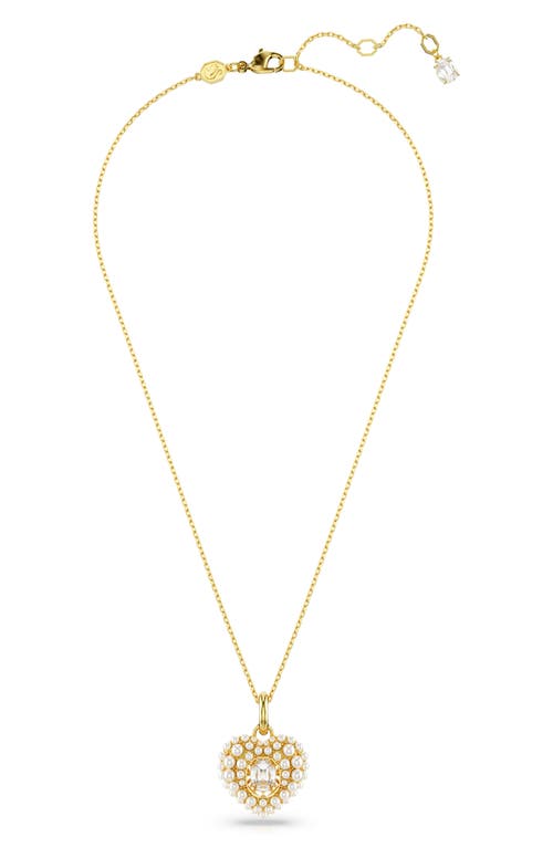 Swarovski Idyllia Crystal, Faux Pearl & Cubic Zirconia Heart Pendant Necklace