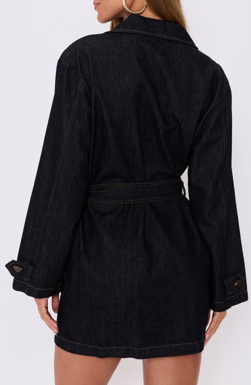 Vici Collection Canyon Long Sleeve Denim Minidress In Animal Print