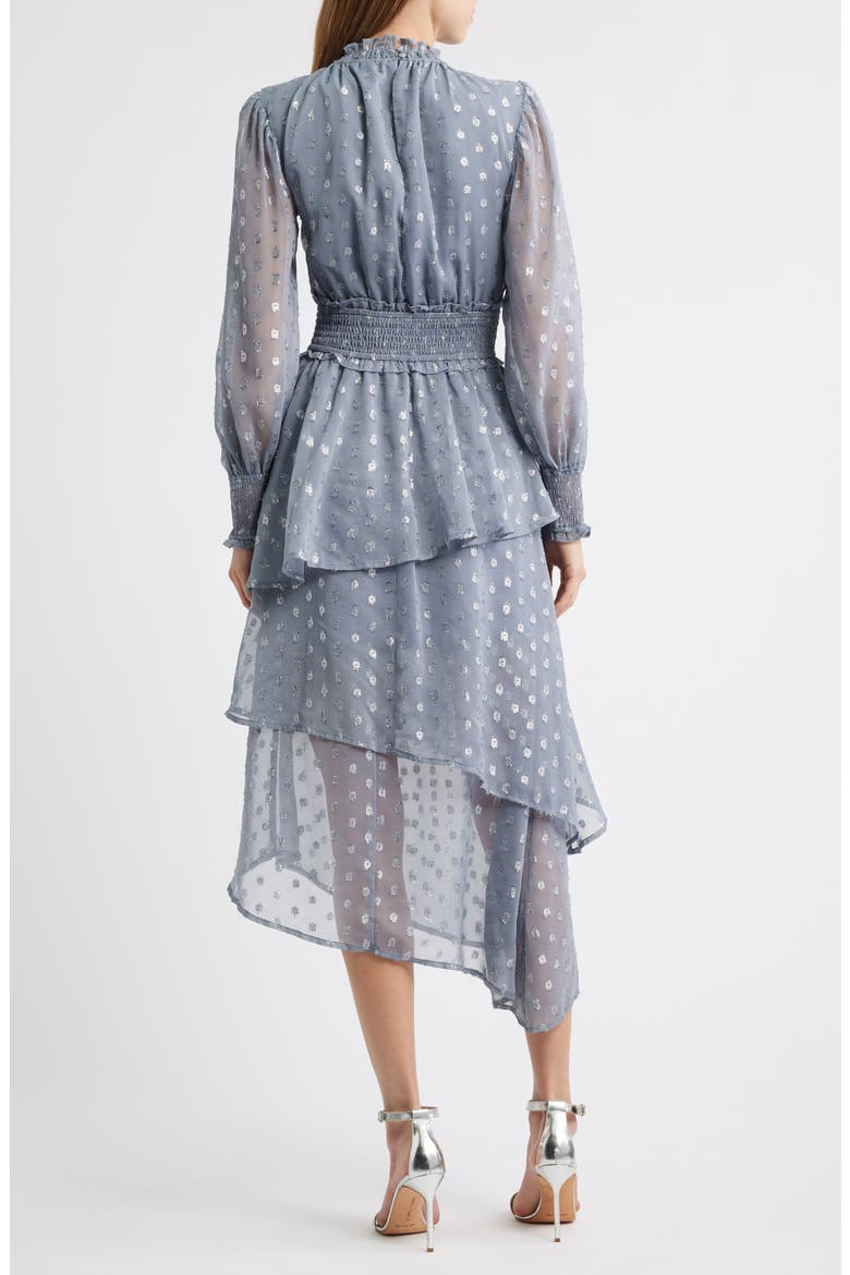 Metallic Long Sleeve Midi Dress, Alternate, color, BLUE