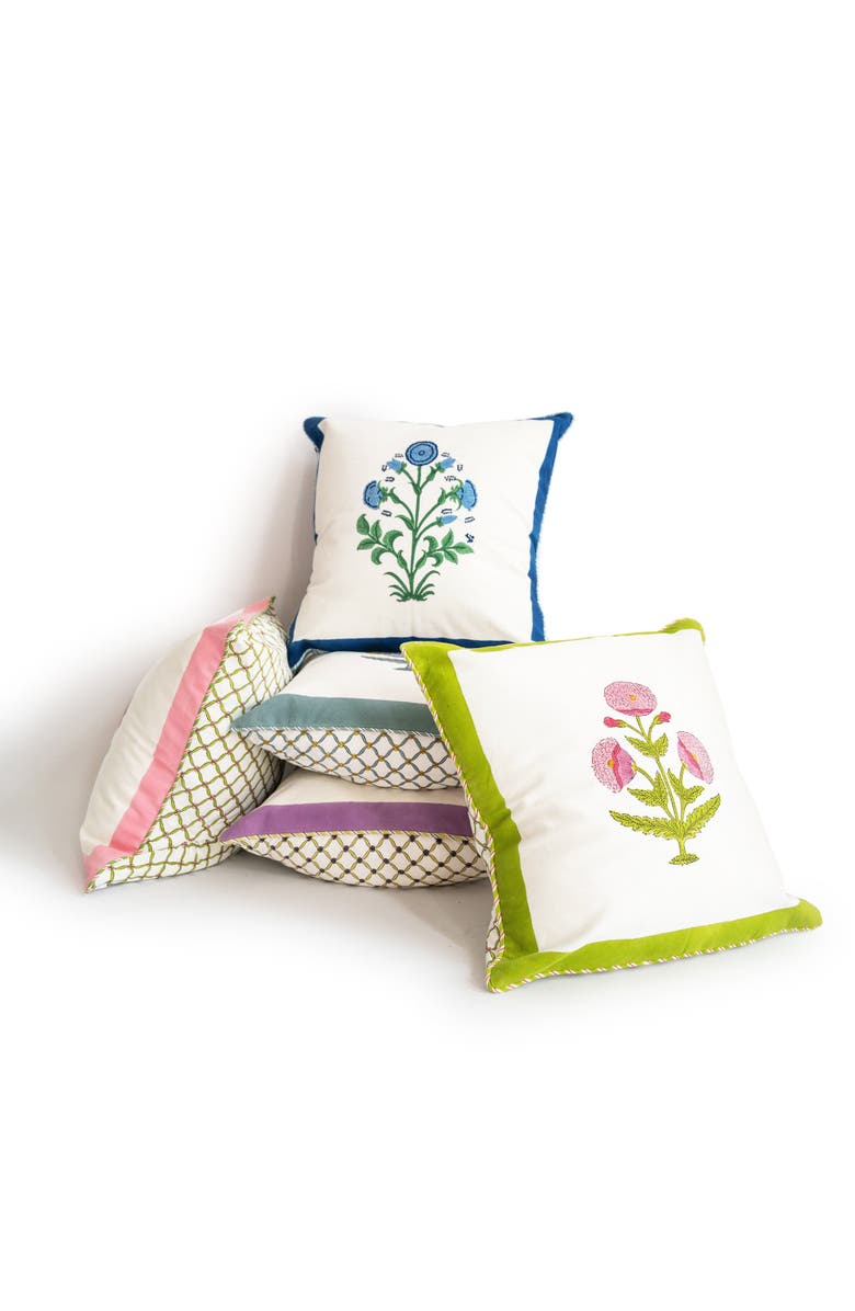 Inner Child Green Poppy Blockprint Pillow - Cover Only, Alternate, color, Green