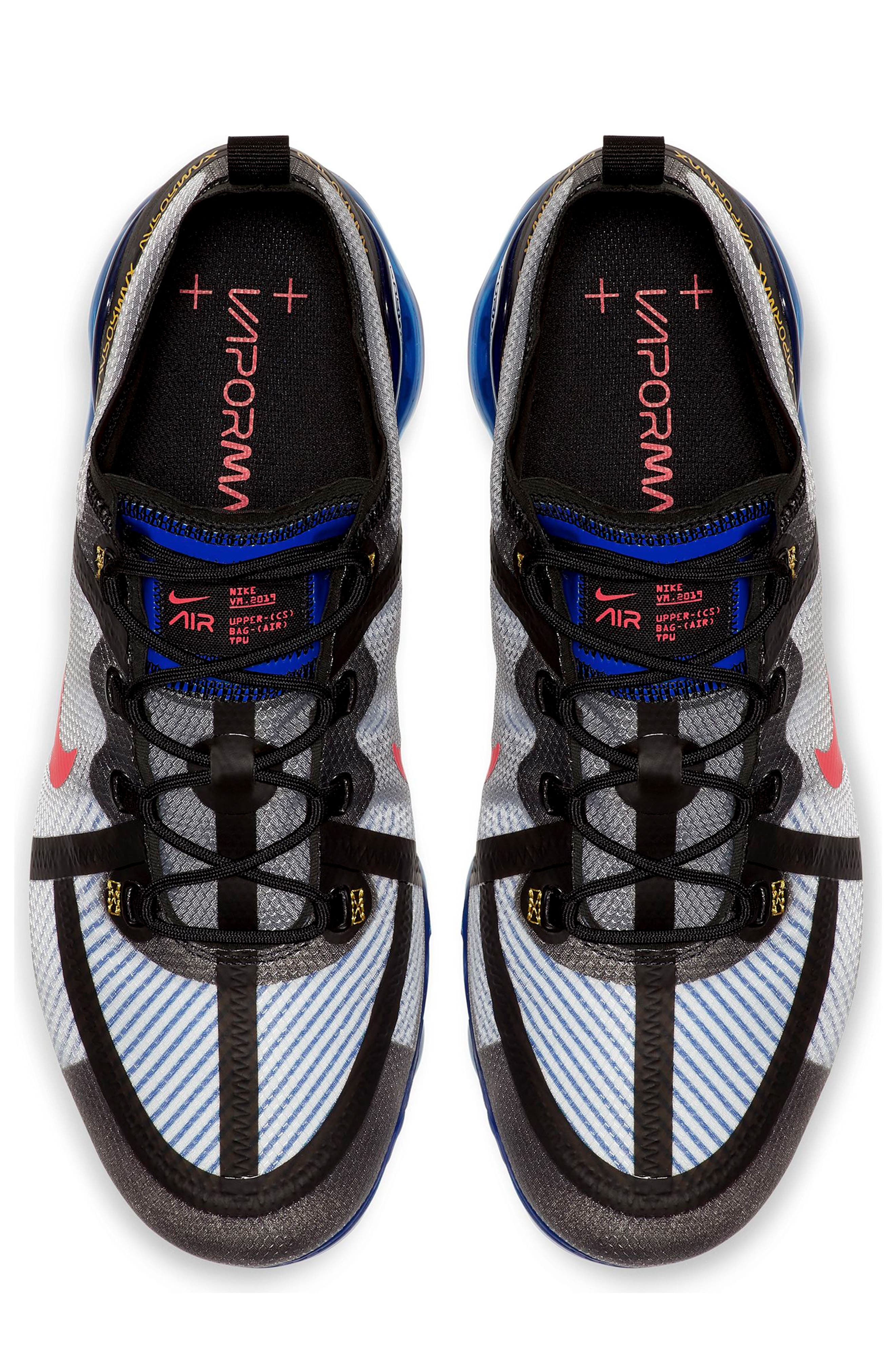 Air VaporMax 2019 Sneaker, Alternate, color, BLACK/ BRIGHT CRIMSON/ BLUE
