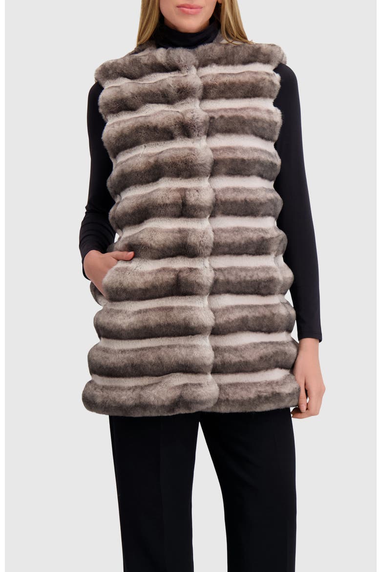 Fur-Free Chinchilla (Faux Fur) Horizontal Vest, Alternate, color, GRAY CHINCH