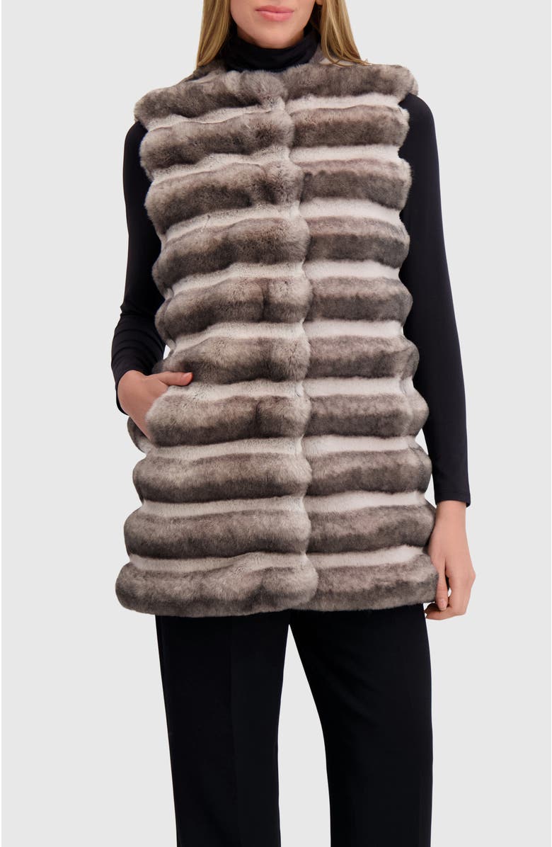 Lyla Grant Fur-Free Chinchilla (Faux Fur) Horizontal Vest, Alternate, color, Gray Chinch