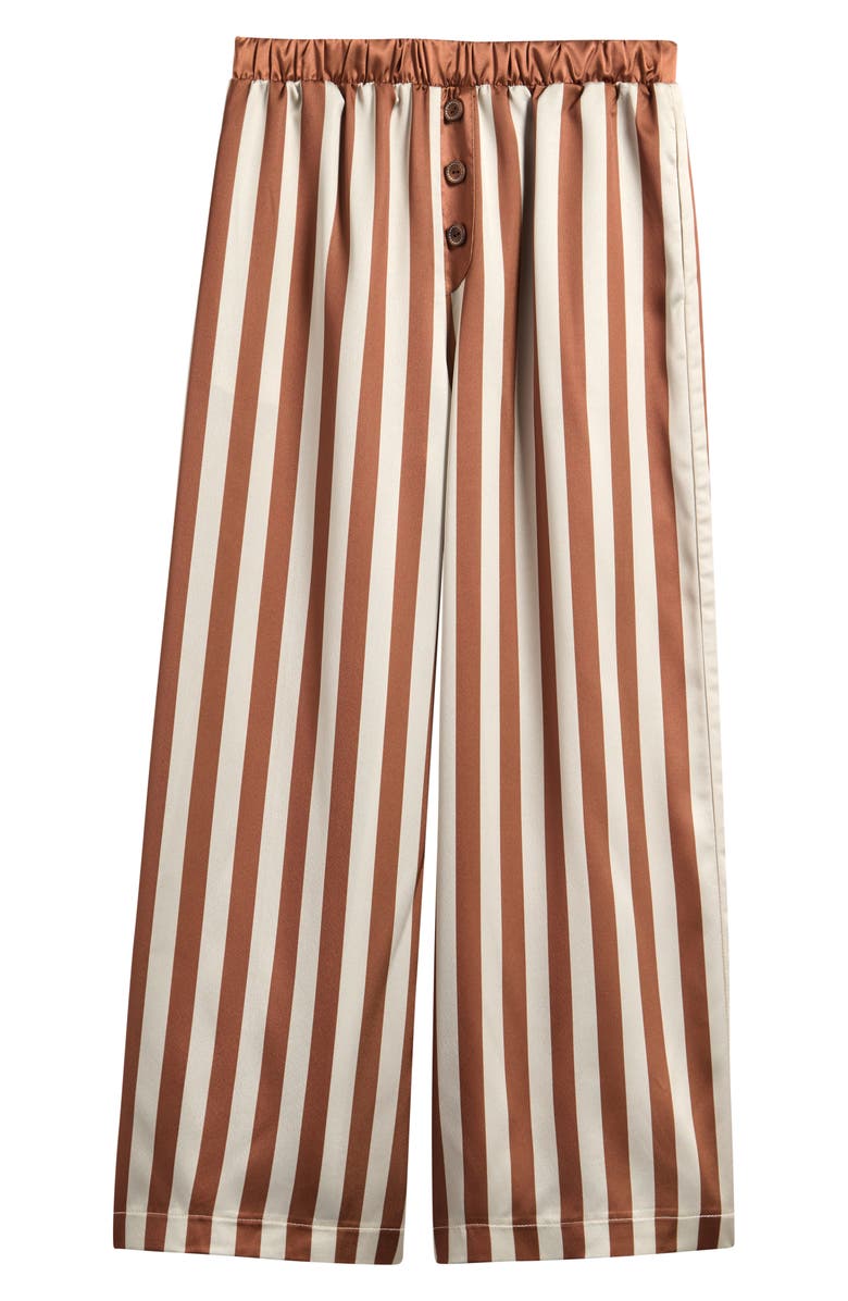 Good Luck Girl Kids' Stripe Pull-On Satin Pants, Main, color, Caramel