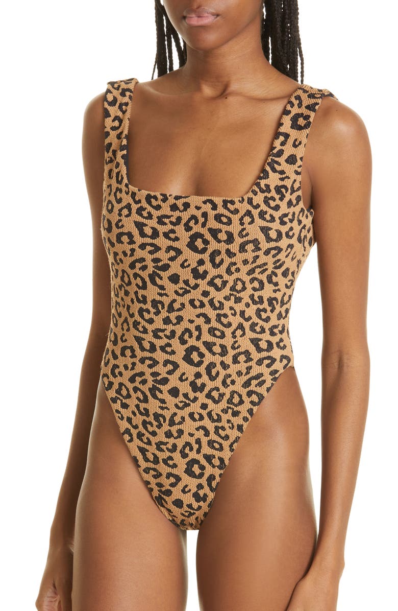 Mara Hoffman Idalia Leopard One-Piece Swimsuit, Alternate, color,