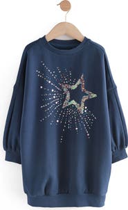 NEXT Kids' Sequin Star Sweatshirt Dress