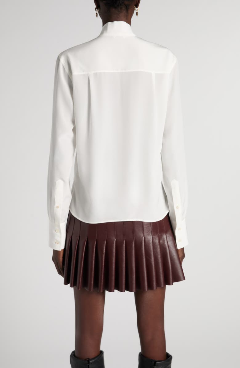 McQueen Tie Neck Silk Button-Up Shirt, Alternate, color, Light Ivory
