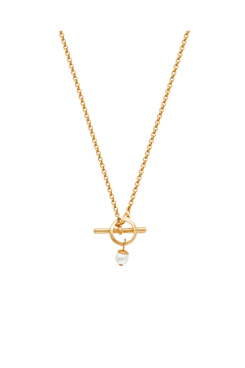 Pearl Toggle Charm Necklace, Main, color, Gold