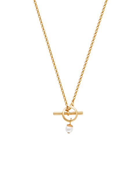 Pearl Toggle Charm Necklace