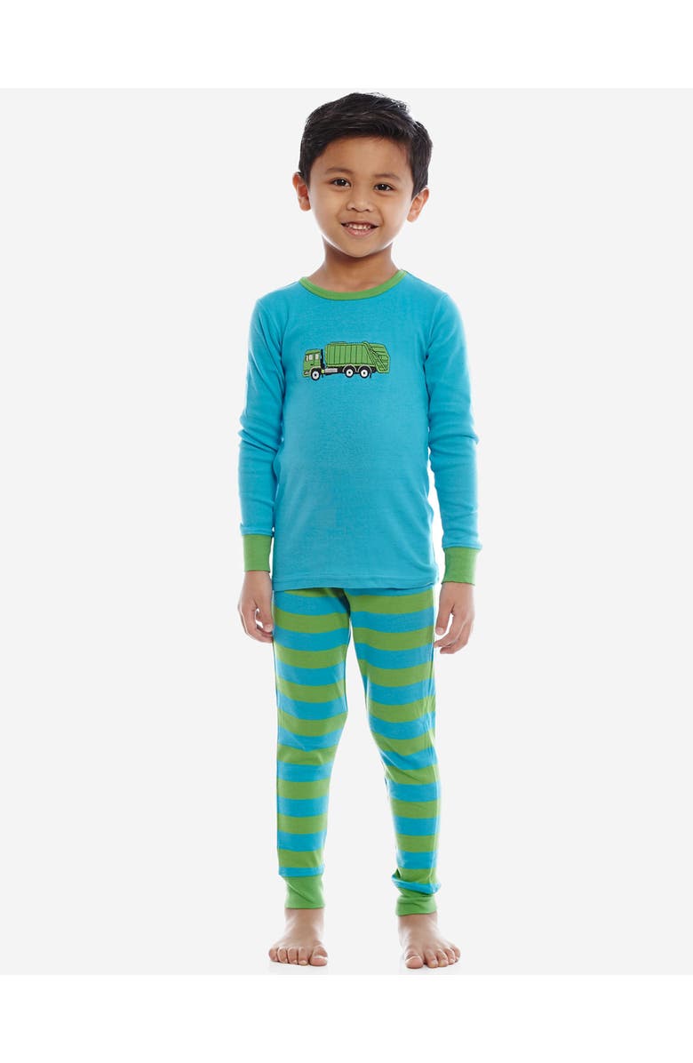 Leveret Cotton Two-Piece Printed Pajamas, Vehicles & Machines, Alternate, color, Garbage Truck Blue/Green
