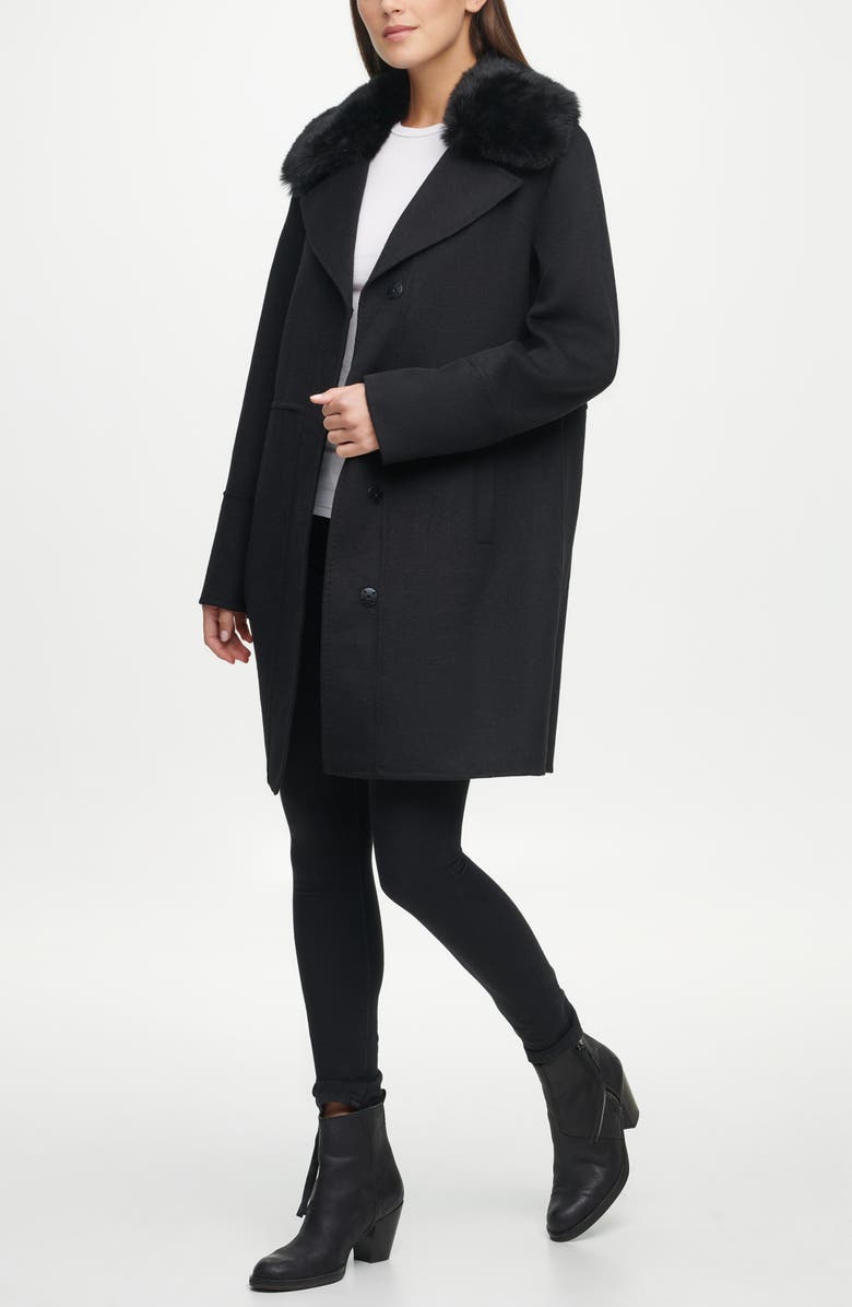 Kenneth Cole New York Wool Blend Coat with Removable Faux Fur Collar, Alternate, color, 