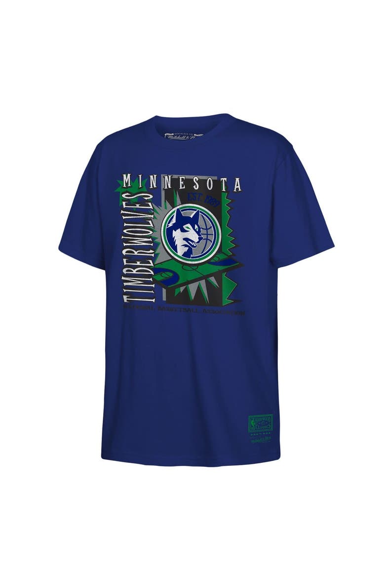 Youth Mitchell & Ness Navy Minnesota Timberwolves Retro '90s Poster T-Shirt, Alternate, color, Navy