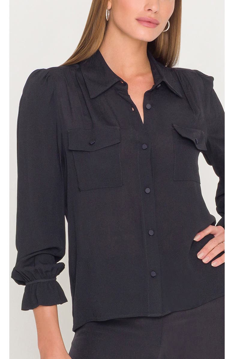 Generation Love Priya Georgette Shirt, Alternate, color, Black