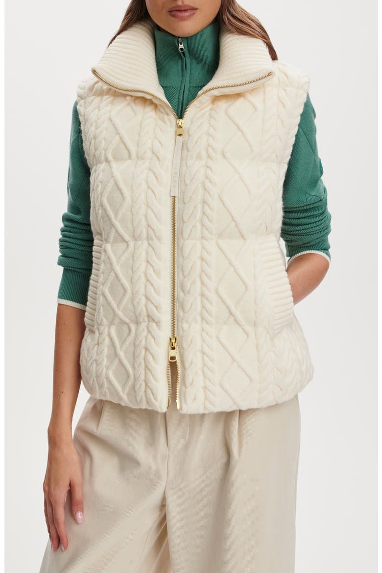 Irina Cable Quilted Puffer Vest, Main, color, EGRET