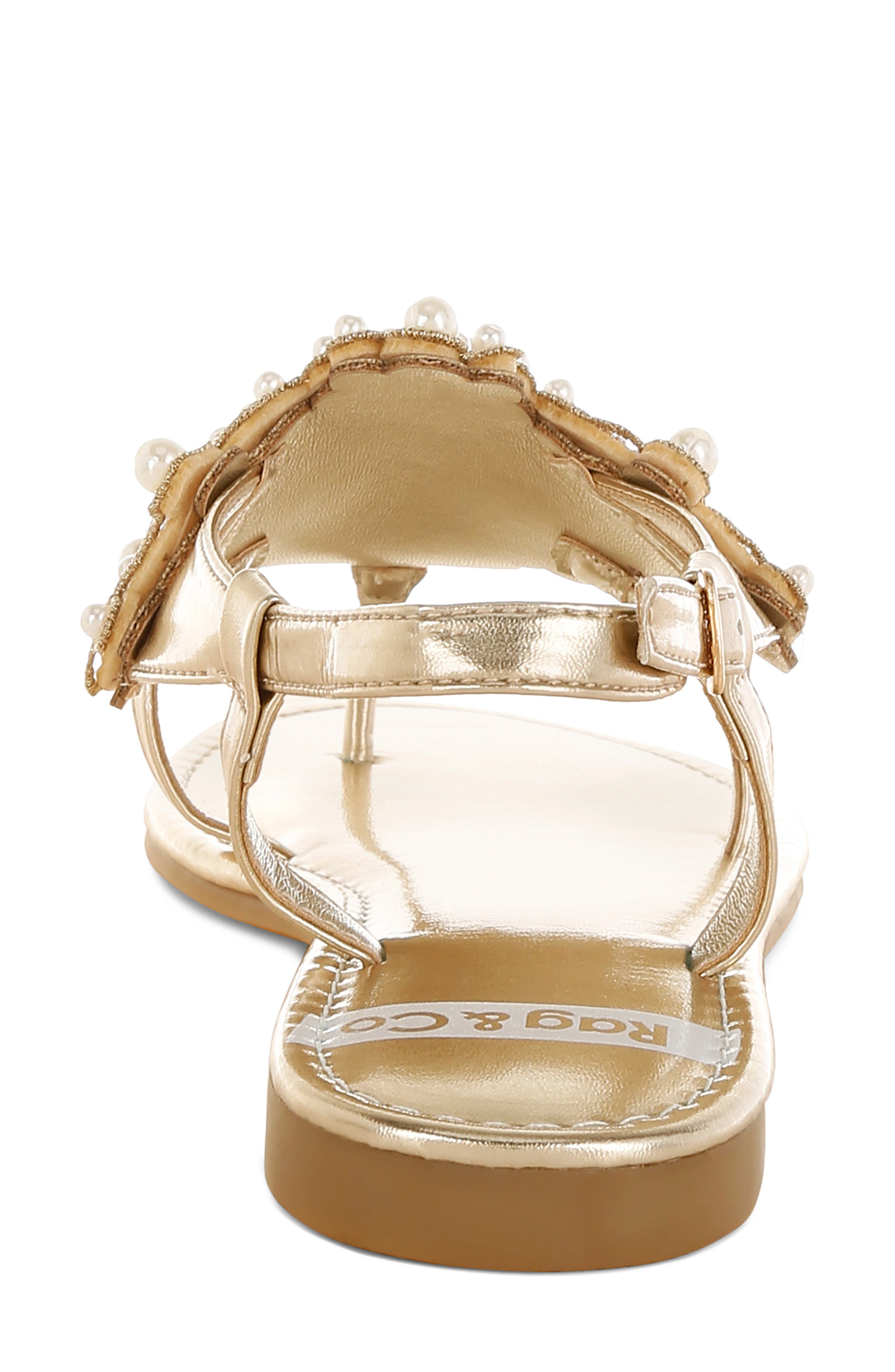 Opazie Faux Pearl Sandal, Alternate, color, GOLD