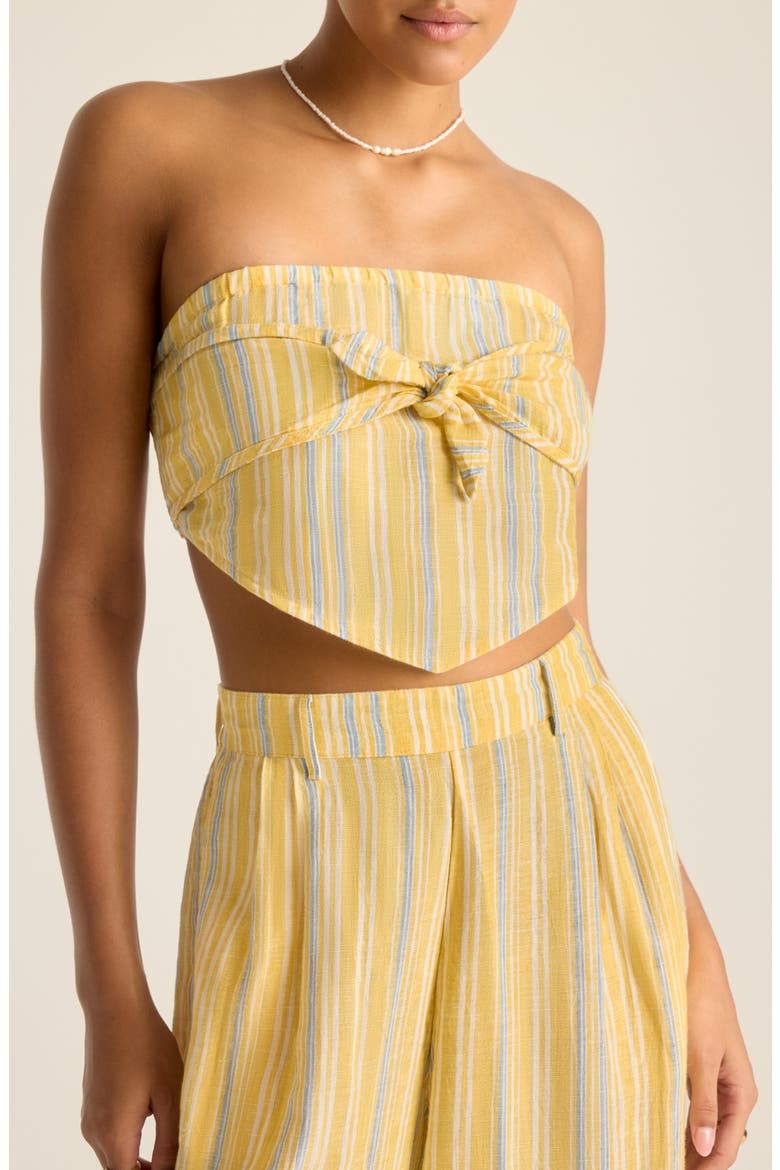 Joni Stripe Strapless Crop Top, Alternate, color, SUNNY SKIES